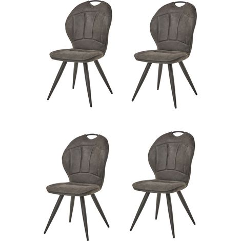 Chaises de salle à manger modernes en tissu anthracite Adrian (lot de 4) (1/5)
