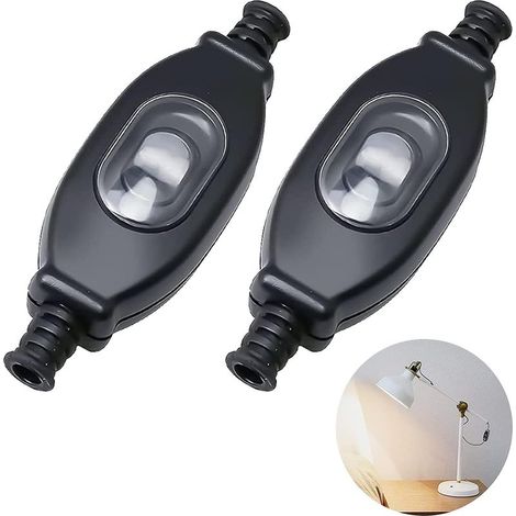 Interruptor de cable impermeable de 2 piezas, interruptor de cable en línea a prueba de polvo, interruptor basculante en línea impermeable para lámparas eléctricas y transformadores. (1/5)