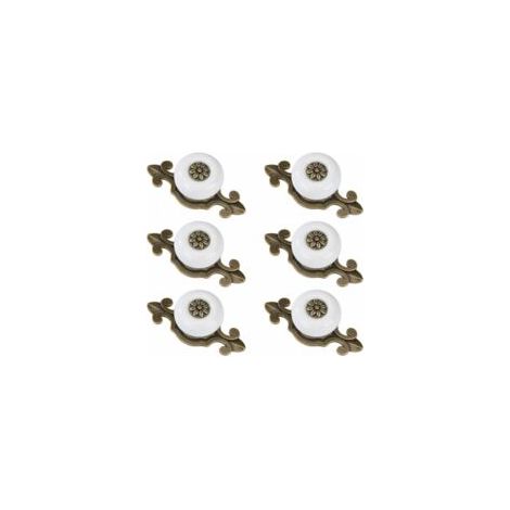 Boutons de meuble en cuivre blanc (pièces), boutons de tiroir en céramique, boutons de meubles vintage avec vis en alliage. (1/5)
