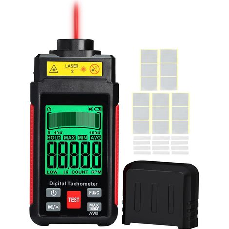 Tachymètre laser – Compteur RPM sans contact 10-99999 RPM, avec ruban réfléchissant, rétroéclairage LCD (1/5)