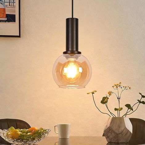 GBLY Lampe Suspendue 1 Lumière Suspension Vintage Verre Lampe Suspendue Table Manger Lampe Table Manger Suspendue Rétro Lampe Salle à Manger Hauteur Réglable E27 Lampe Pendulaire pour Salle à Manger C