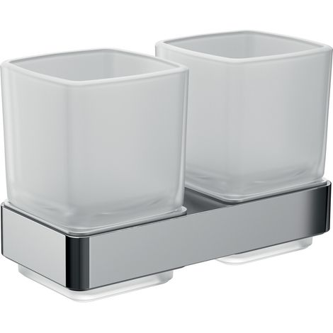 emco loft portavasos doble, cristal satinado, modelo de pared,