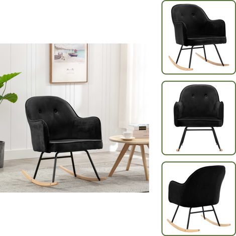 Silla de salón - vidaXL Silla mecedora de terciopelo negro - Silla de patio