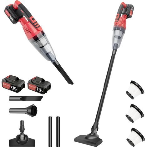 Aspirateur sans fil EFAN, aspirateur à main deux en un avec lumières LED, léger, adapté aux planchers de bois franc, tapis et poils d'animaux (2 piles)