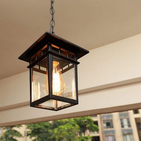 Outdoor Pendant Light, Galvanized Steel Pendant Light, Clear Glass Chandelier, Outdoor Garden Pendant Light, Hallway and Yard Decoration (1/5)