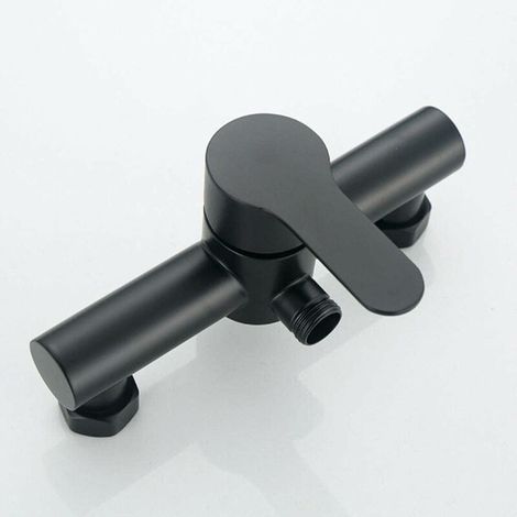 Robinet de douche/baignoire noir en acier inoxydable, pommeau de douche mural. (1/5)