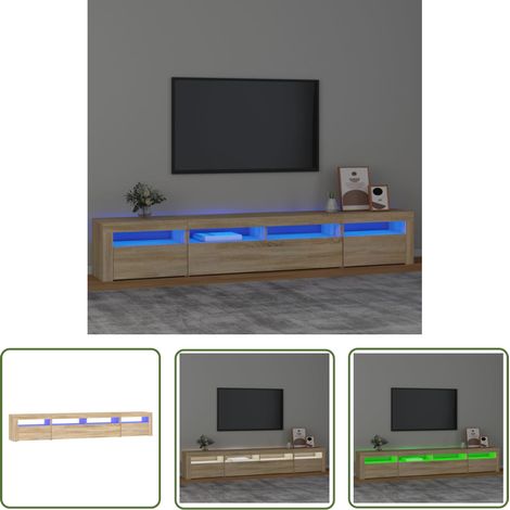 The Living Store Meuble TV avec lumières LED Chêne sonoma 240x35x40 cm - Meubles Tv - Meuble Tv - Télévision Murale - Support Tv - Meubles Salon (1/5)