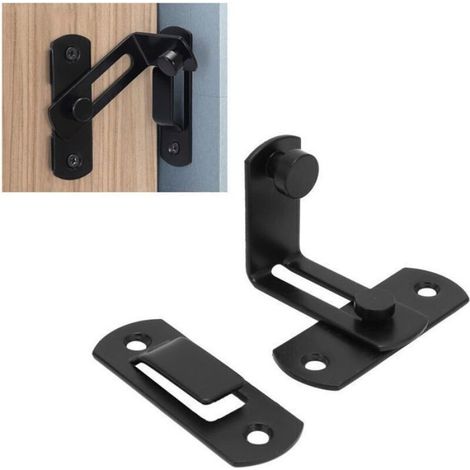 Loquet Coulissant - 90 Degres - Acier Au Carbone - Pour Porte De Grange Porte Coulissante Salle De Bain - 1 Unite (1/4)