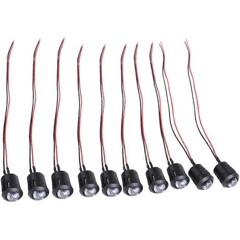 10 Stück 12V 10mm vorverdrahtete LED-Leuchtdioden mit Dauerlicht, ultrahell, wasserklar (05)