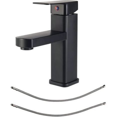 TAISHENGDA Mattschwarzer Waschtisch-Wasserhahn, Einhand-Waschtisch-Wasserhahn, Waschtisch-Wasserhahn, Waschbecken-Wasserhahn, Waschtisch-Wasserhähne, Waschtischmischer, Waschtisch-Wasserhahn (1/5)