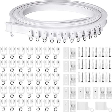 5 m curved soft curtain track for ceiling with metal hooks, sliding room divider track, flexible and quiet, with hook accessories YMYNY (1/4)