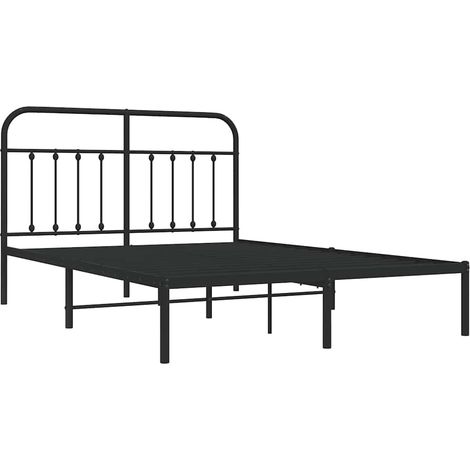 The Living Store Bettgestell mit Kopfteil Metall Schwarz 150x200 cm - Bettestel - Doppelbett - Metallbett - Schwarzes Bett - Boxspringbetten (1/5)