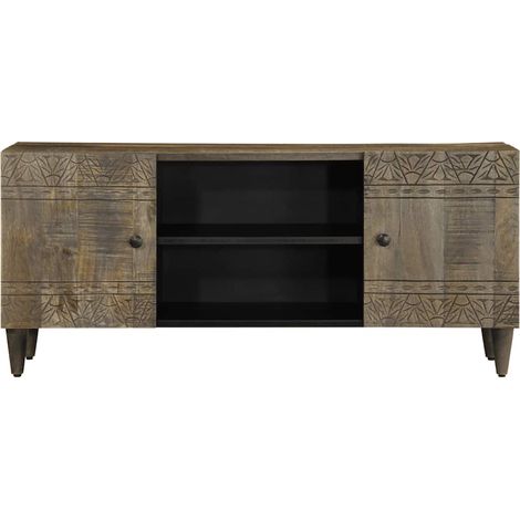 Meuble TV Banc TV Armoire TV gris clair 105x33,5x46 cm bois massif de manguier (1/5)
