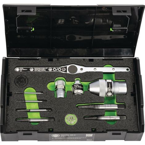 Set di estrattori per viti K-49, 10 pezzi, filettatura viti D.4-20mm