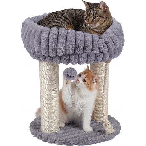 COSTWAY Tiragraffi Per Gatti Albero Per Gatti Albero Tiragraffi Per Gatti Cuccia Morbido Tessuto In Peluche Trespolo Comodo Posatoio Imbottito Pallina Sospesa (1/5)