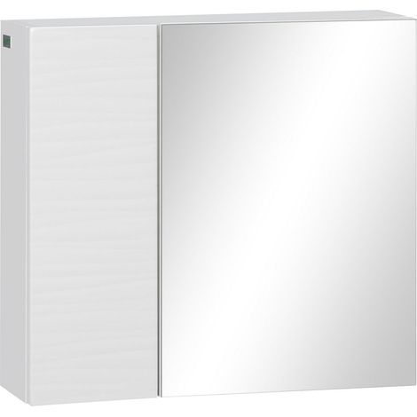 ARMADIO A SPECCHIO DA BAGNO CON 4 RIPIANI REGOLABILI 48X15X45 CM BIANCO (1/5)