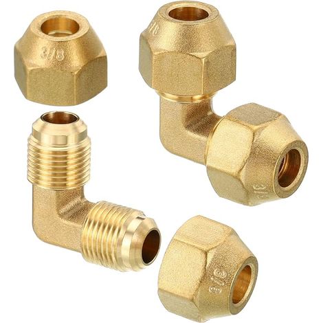 Laiton Tuyau Raccord 3/8"x3/8" Flare 90° Coude 2 Paquet (1/4)
