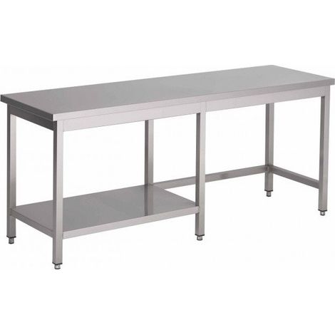 Table Inox Centrale (P)500 X (H)850 Mm Sans Dosseret 1 Demi-Tablette Intermédiaire À Gauche Aisi 430 - Prodirest
