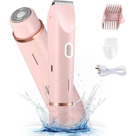 Rasoir Électrique Femme 2 en 1, Tondeuse Corps Jambes Aisselles Visage Réchargeable Utilisation Sèche et Humide (1/4)
