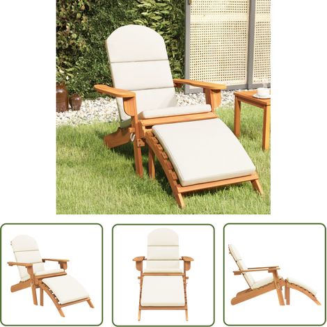 The Living Store Chaise de jardin Adirondack et repose-pieds bois massif acacia - Chaises De Jardin - Chaises Adirondack - Mobilier De Jardin - Chaise Longue - Bois D'acacia (1/5)