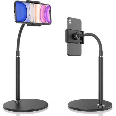 Support pour téléphone portable, support de téléphone réglable en hauteur et en angle, bras flexible en col de cygne, support universel pour téléphone de bureau, support de téléphone de bureau en alli (1/5)