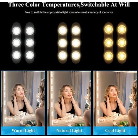 Espejo de peluquería iluminado de 3 m con 42 LED ajustables (brillo y color), 10 niveles de iluminación para maquillaje profesional.
