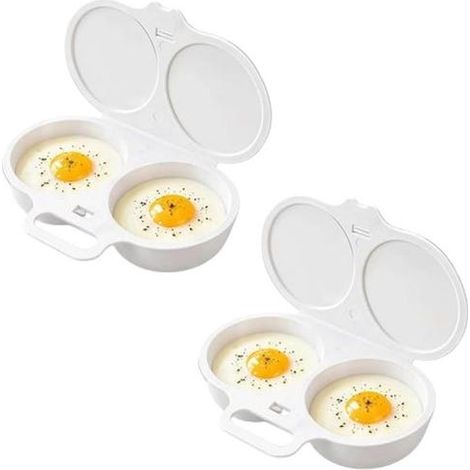Questo cuociuova a microonde può cuocere due uova alla volta (albumi, confezione da 2), risultando perfetto per l'uso in cucina (1/5)