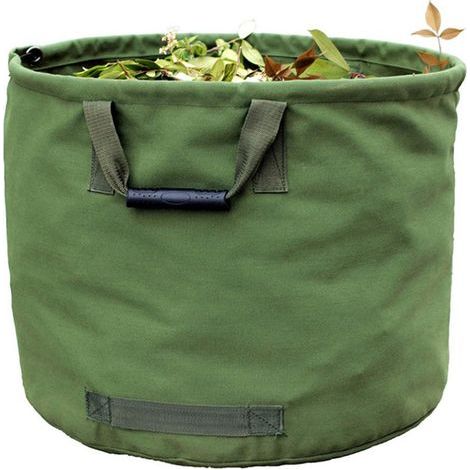 1x Sac de Jardinage 125L Extra-robuste avec Poignées, Sac de Ramassage Feuilles Verte avec Toile Militaire (H45.7 cm, D55.8 cm) (1/5)