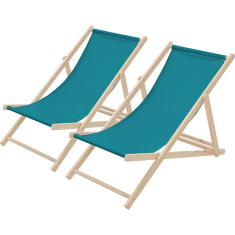 ECD Germany Set di 2 Sedie Sdraio Pieghevoli in Legno di Pino e Tessuto Oxford - fino a 120 kg Verde Scuro Lettino Prendisole Spiaggia Balcone Giardino Terrazza Piscina Spiaggina da Esterno Resistente