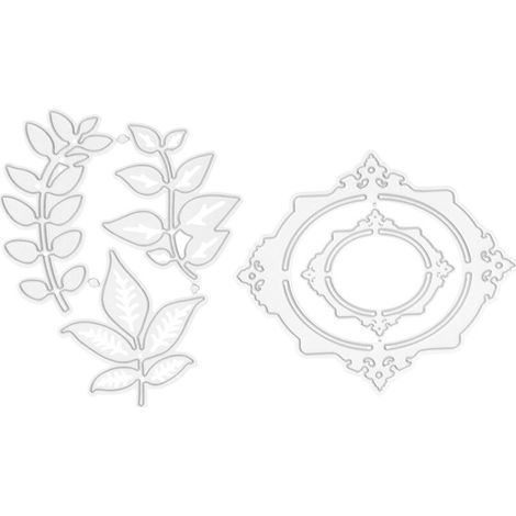 2 pièces de Dies de Découpe Cadre Photo Motif Feuilles en Acier Carbone pour DIY Album Photo (1/5)