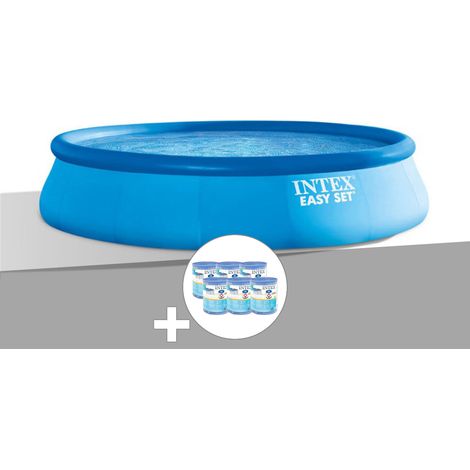 Intex – Piscine autoportante Easy Set 4,57 m x 0,84 m – Volume 9,80 m³ – Installation rapide en 10 min – 6 cartouches filtration incluses