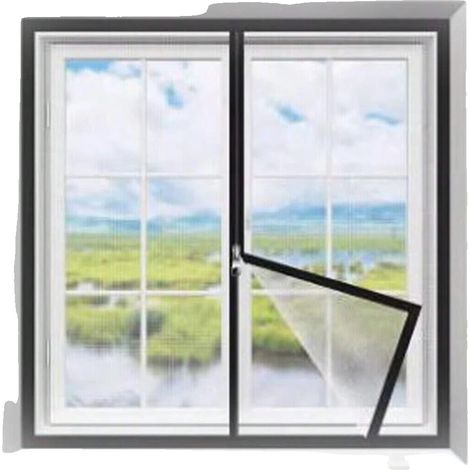 Mosquitera para ventanas y puertas, cierre de velcro, diseño de malla fina, blanca con negro, 92,6 (1/2)