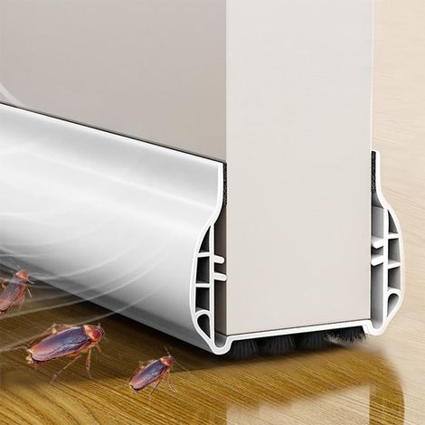 93cm Blanc Calfeutrer Bas de Porte, Boudin de Porte Autocollant,Isolation Phonique Porte, pour Portes de 3,3 à 5,5 cm d'épaisseur et Espace Inférieur de 0,5 à 1,8 cm, (White) (1/5)