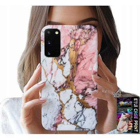 Custodia per Samsung Galaxy S20 - effetto marmo rosa e bianco, con motivi a pietra (1/5)