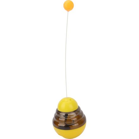 Distributeur de friandises pour chat, balle interactive à mâcher et à alimentation lente, avec balle d'excitation pour chien (jaune) (1/5)