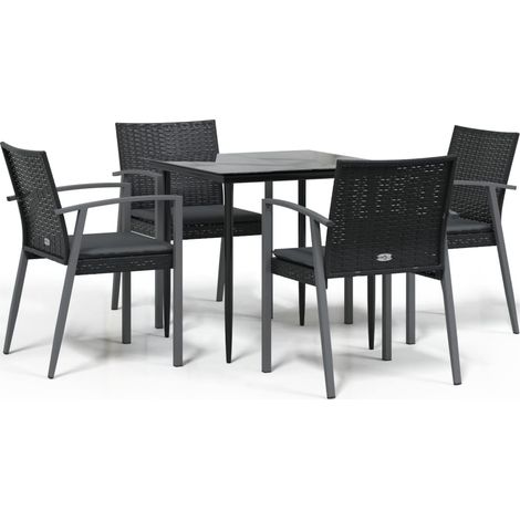 Maison Exclusive - 5-tlg. Garten-Essgruppe mit Kissen Poly Rattan