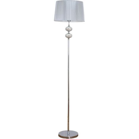 Pie de salón cromo bolas mosaico espejo pantalla hilo plata 1xE27 (1/2)