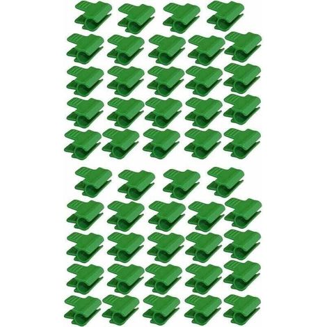 Ulisem48 Stück Gartenschlauchclips, Gartenschuppenfolienzubehör, 16 mm Außendurchmesser, Pflanzenstäbe, Gewächshaus-Kunststoffclips, Grün (1/4)
