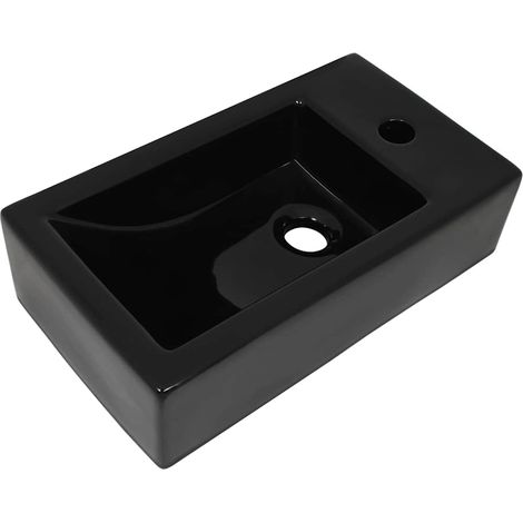 Vasque avec trou de robinet Céramique Noir 46 x 25,5 x 12 cm