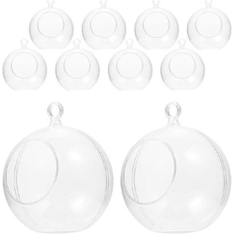 Set mit 10 transparenten, befüllbaren Deko-Kugeln aus Kunststoff für Weihnachtsfeiern. – 8,00 x 8,00 x 7,50 cm (1/4)