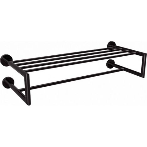 Etagère porte-serviette double en laiton noir DARK 65,5x22,5x16 cm (1/3)