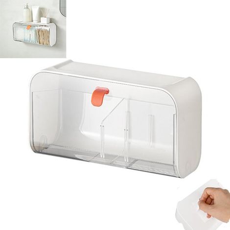 Boîte de rangement murale - Support mural pour tapis de bain en coton - Pot de rangement pour tapis de maquillage - Boîte de rangement pour produits d'hygiène féminine - Support de rangement pour acce (1/5)