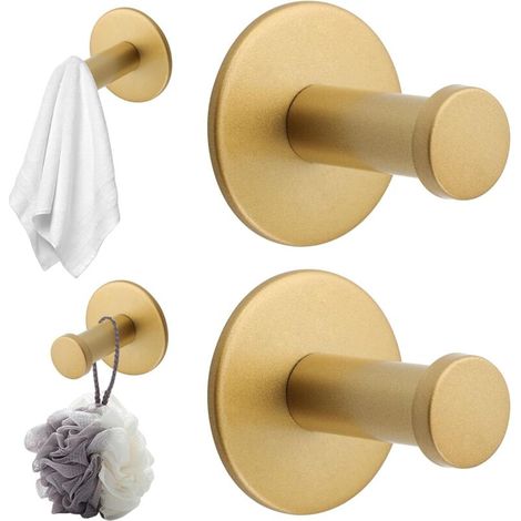2 Pièces Crochets Muraux pour Salle de Bain, Crochet a Visser En Acier Inoxydable, Crochets Muraux Accroche Serviette pour Chambre, Cuisine, Entrée, Doré