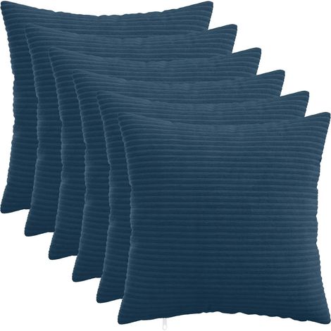 Housse de coussin 6 pcs HEERLEN Bleu marine 30 x 30 cm (1/5)