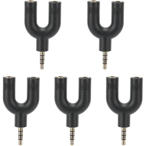 Adaptateur de type U, 5 pièces, séparateur de microphone pour casque, câble audio, connecteur rotatif (1/4)