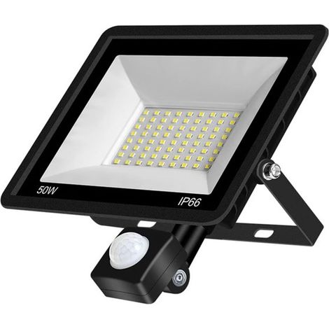 Projecteur Led Exterieur Eetecteur de Mouvement 50W，IP66 Étanche Spot LED Avec Détecteu 6500K Blanc Froid Eclairage de Sécurité pour Jardin, Patio, Garage, Entrée