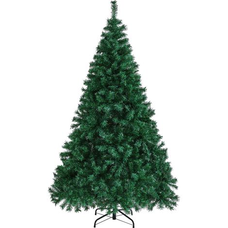 Yaheetech Albero di Natale Folto 183 cm con Base Metallica Pieghevole Abete Artificiale PVC 1000 Rami Effetto Realistico Verde