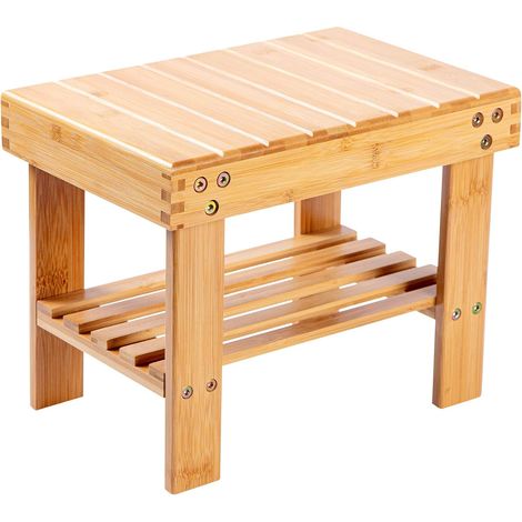Petit Tabouret de siège en Bambou, Repose-Pieds et étagère de Rangement, léger et antidérapant (1/5)