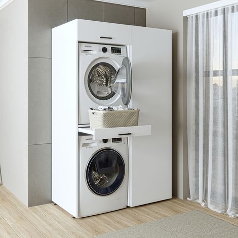 Roomart DUO-I Waschmaschinenschrank 127 cm, Weiß