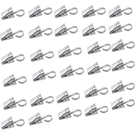 zhan-Lot de 50 crochets en acier inoxydable avec clip pour rideau de douche, décoration d'intérieur, argent. (1/5)